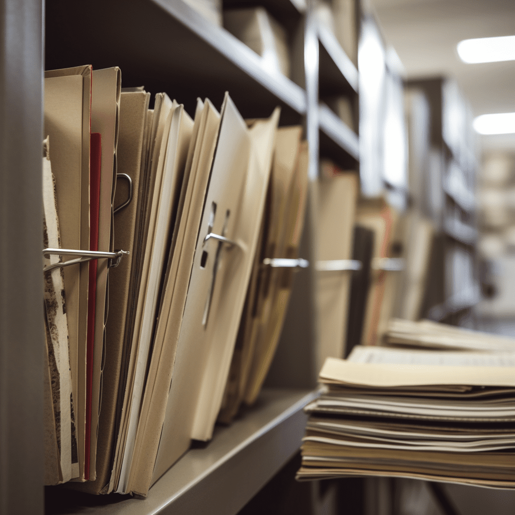 A row of files in an office building