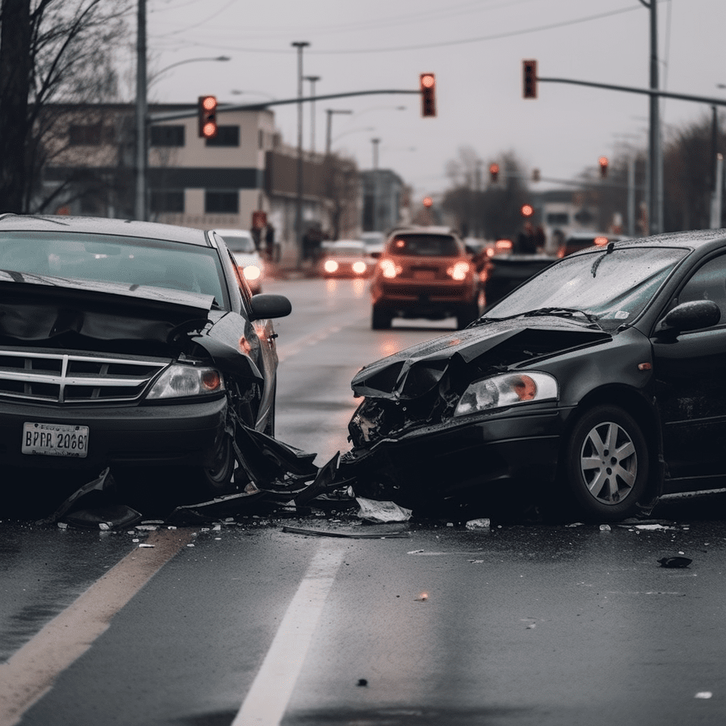 A two-car crash on a street