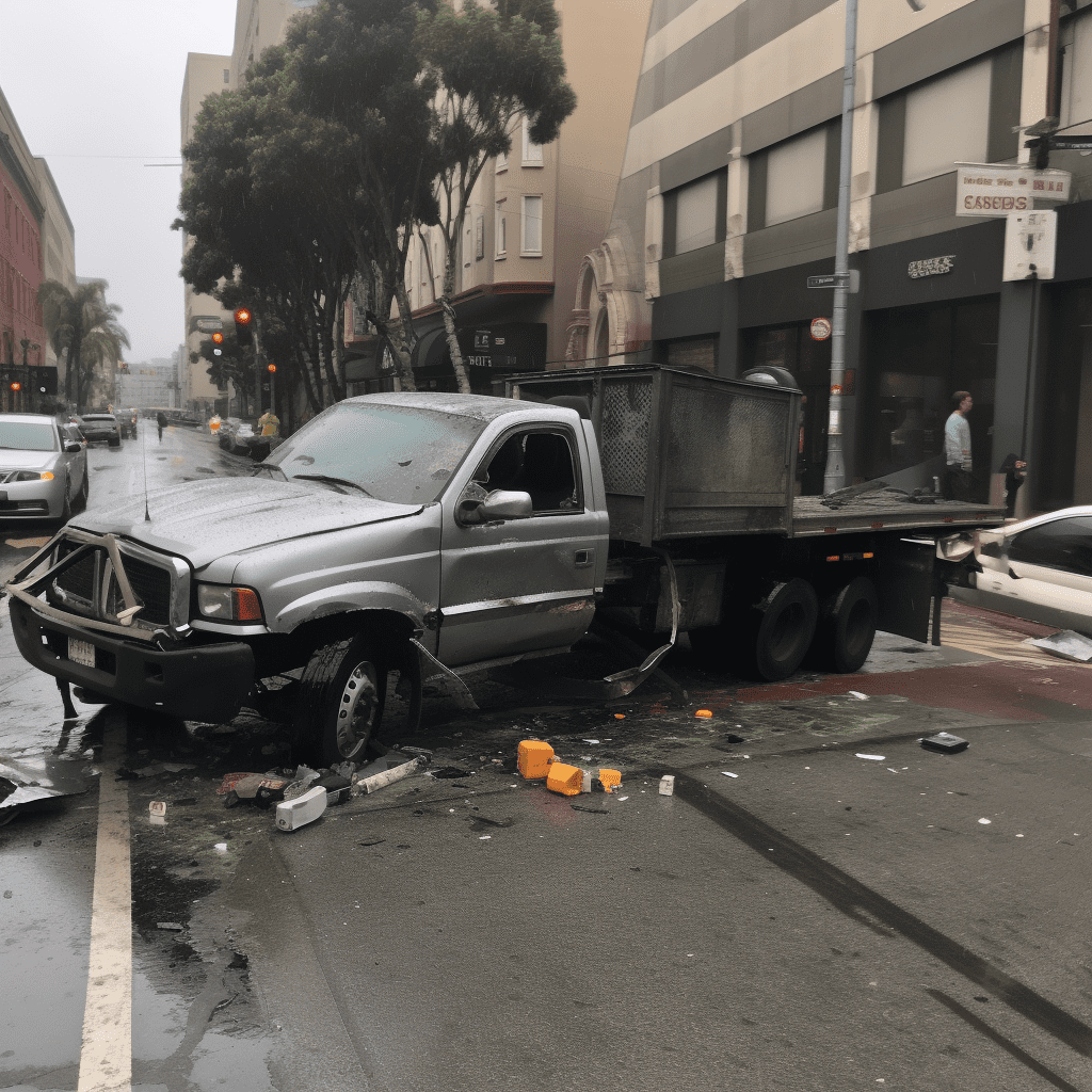 Truck crash on a city street