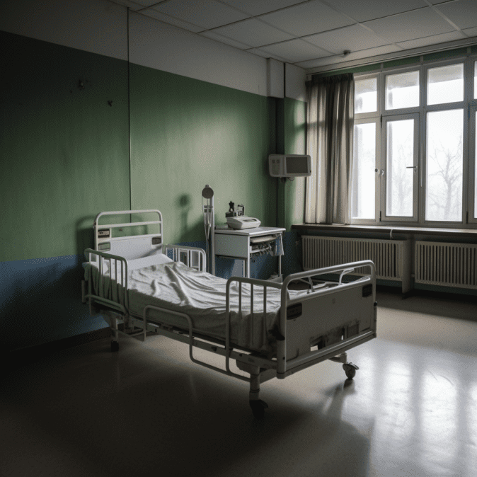 An empty hospital bed