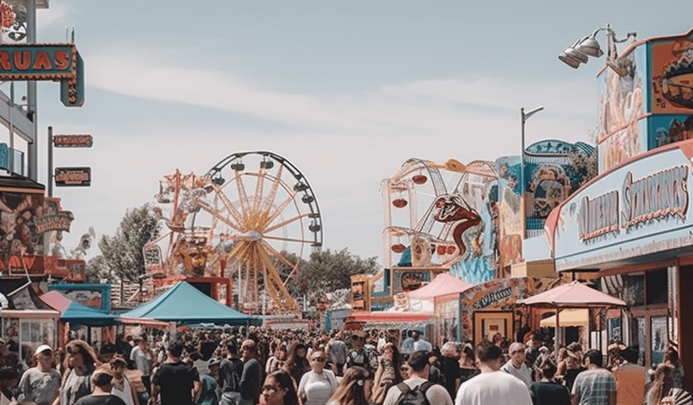 Amusement park crowd