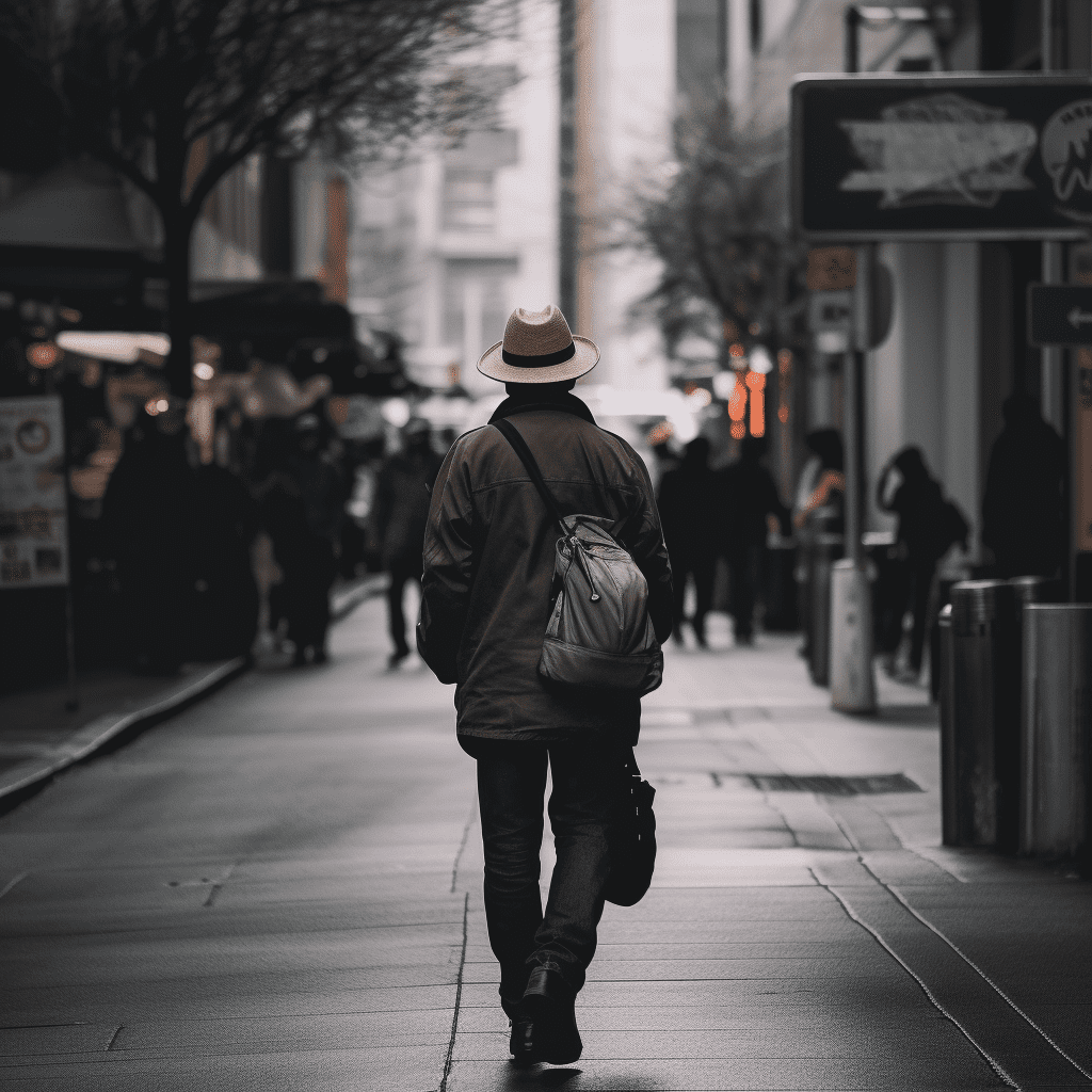 Una persona caminando por la calle