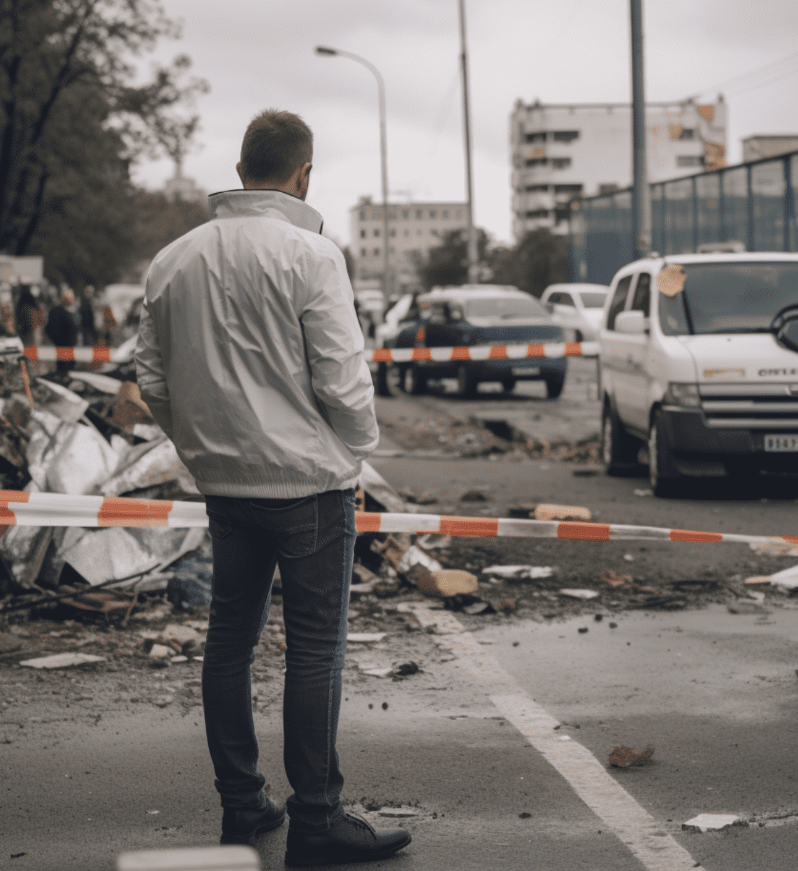 Una persona observa el lugar de un accidente