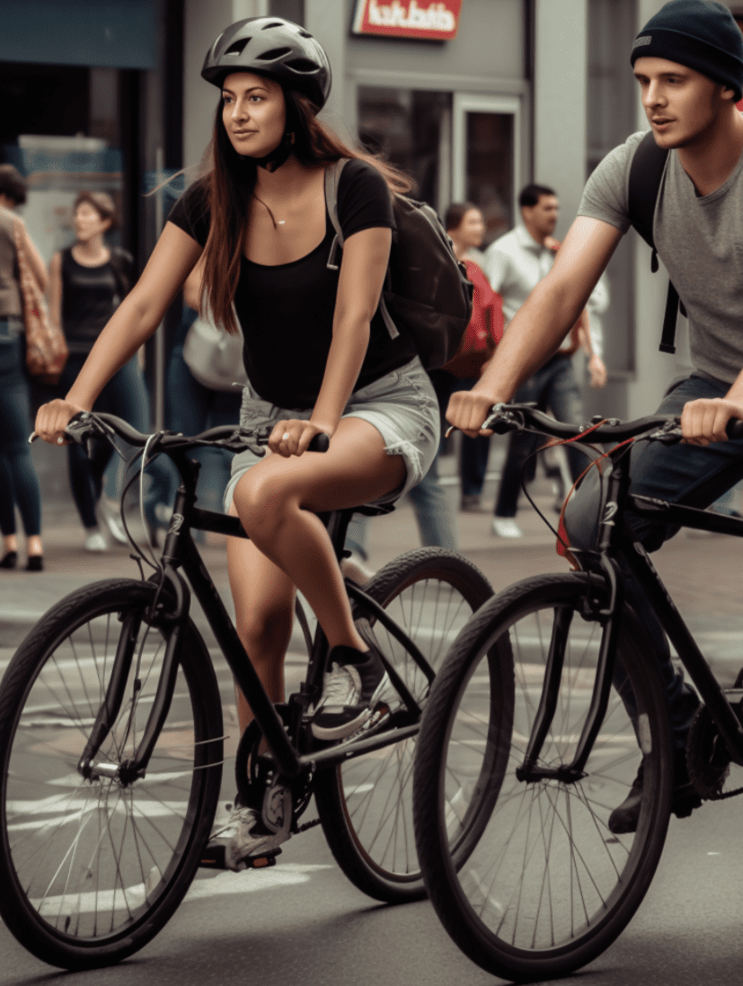Primer plano de una mujer en bicicleta