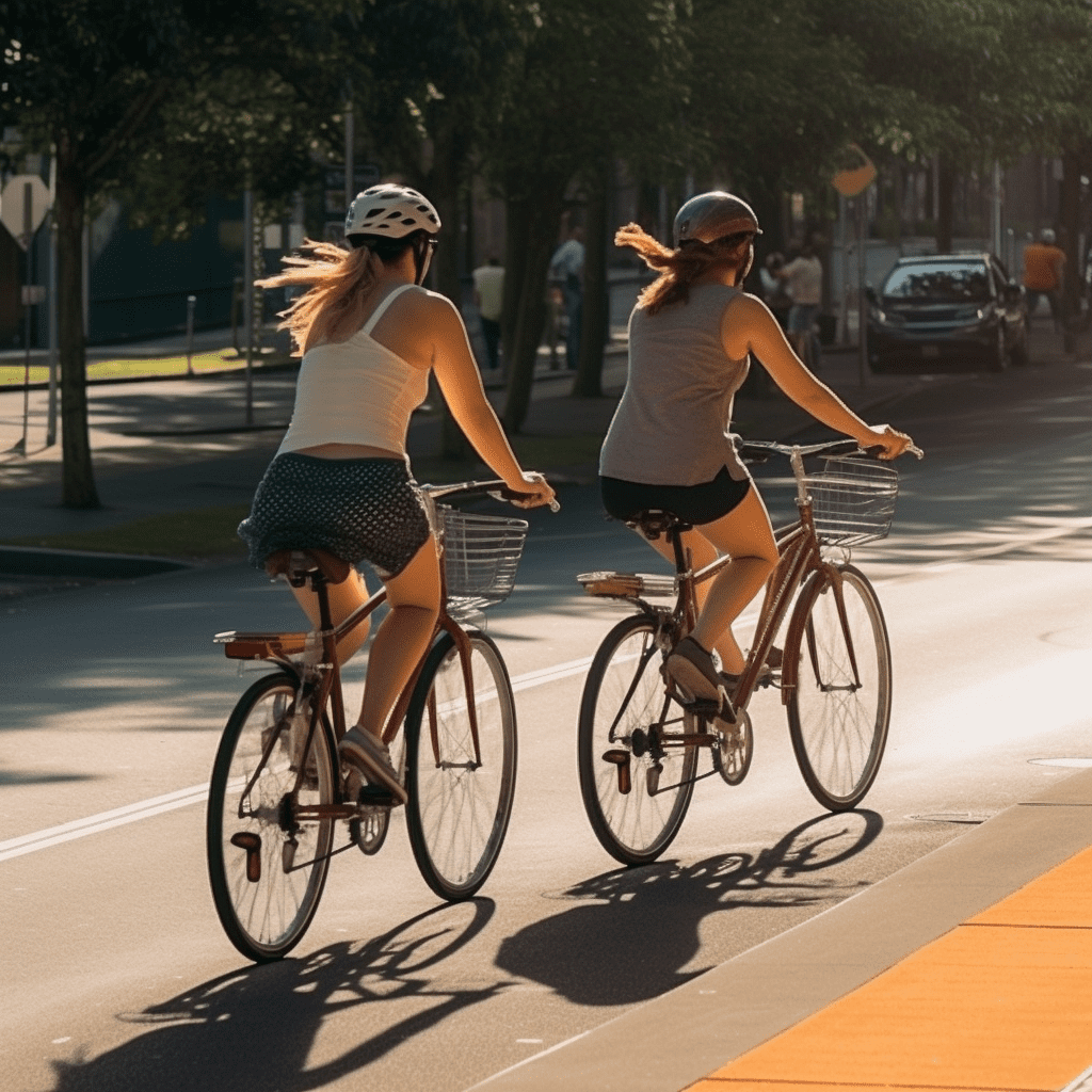 Dos mujeres en bicicleta