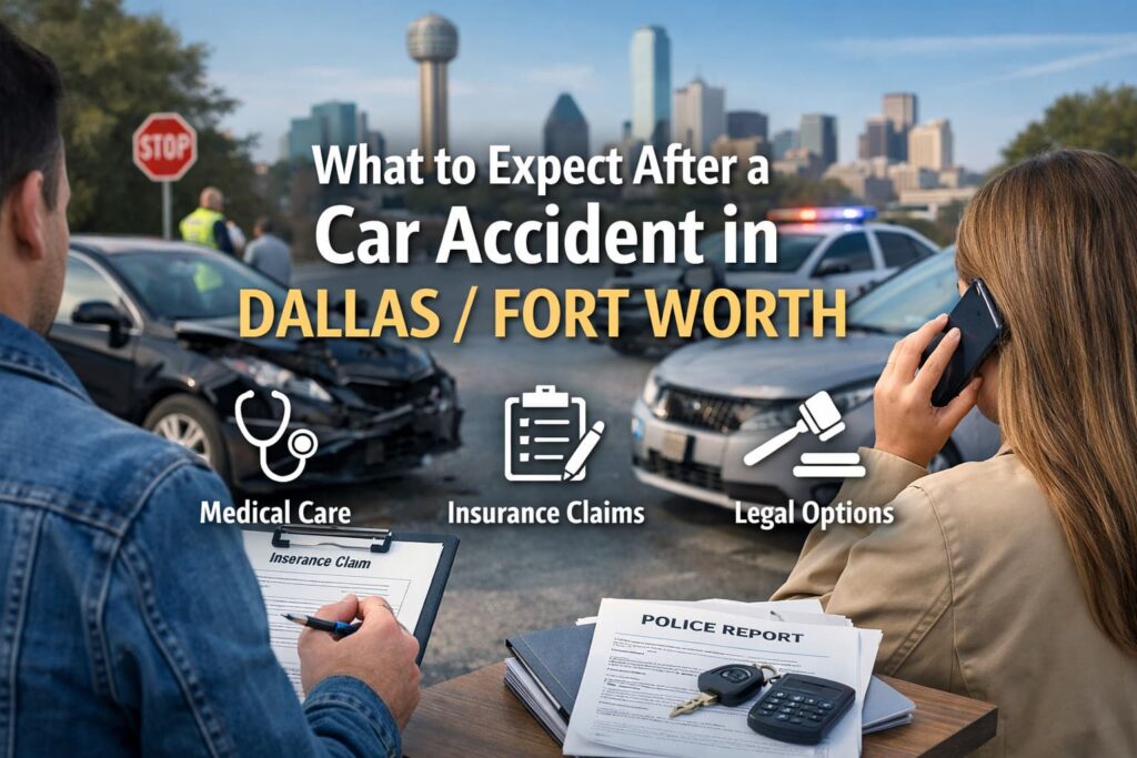 What to Expect After a Car Accident in Dallas Fort Worth – Claims, Medical Care and Legal Steps What to expect after a car accident in Dallas Fort Worth including insurance claims, medical care, and legal options