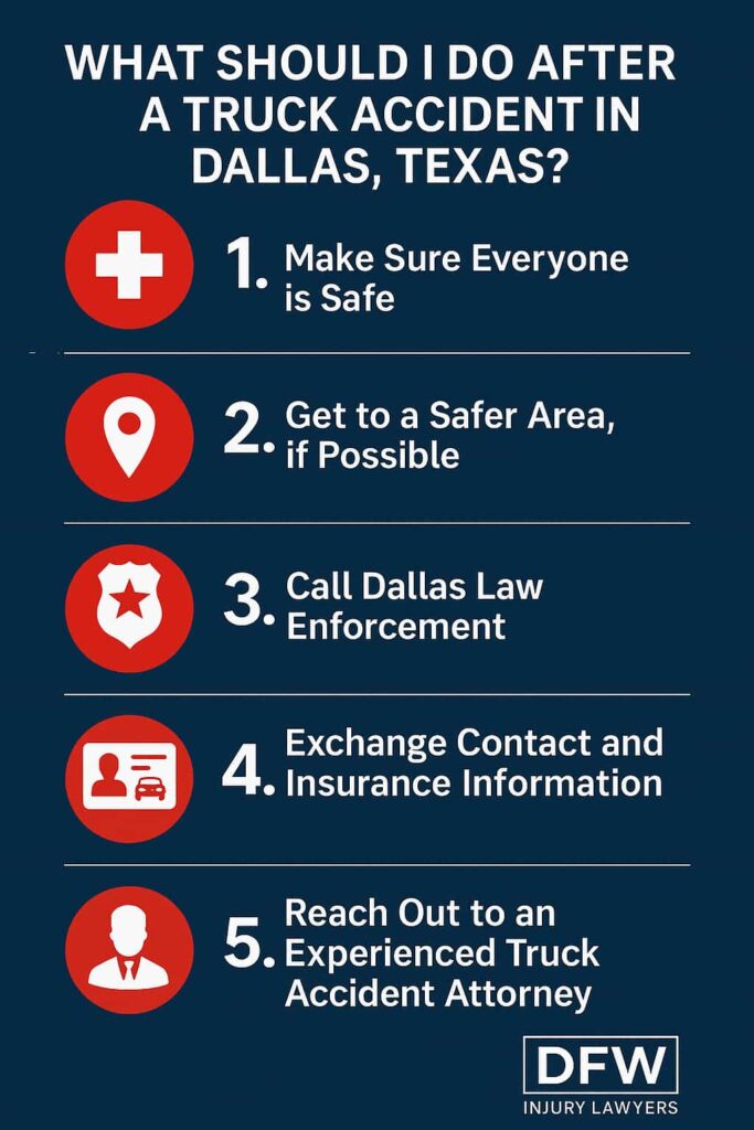 Qué hacer después de un accidente de camión Dallas Infografía